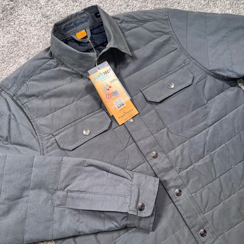 Tailor Vintage Airotec Performance Shirt Jacket Mens Stretch Dark Shadow S NEW